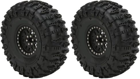 2PCS RC Crawler Rubber Tires with Metal Rim Replacement forCapra 1.9UTB AXI03004 RBX10 Ryft 90048 RR10 RC Crawler Upgrade Parts (Silver) in Saudi Arabia
