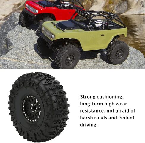 2PCS RC Crawler Rubber Tires with Metal Rim Replacement forCapra 1.9UTB AXI03004 RBX10 Ryft 90048 RR10 RC Crawler Upgrade Parts (Silver) in Saudi Arabia