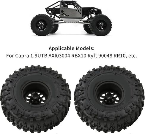 2PCS RC Crawler Rubber Tires with Metal Rim Replacement forCapra 1.9UTB AXI03004 RBX10 Ryft 90048 RR10 RC Crawler Upgrade Parts (Silver) in Saudi Arabia