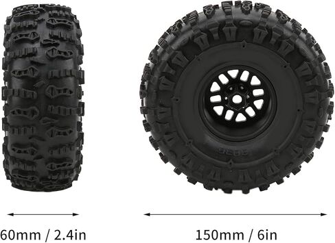 2PCS RC Crawler Rubber Tires with Metal Rim Replacement forCapra 1.9UTB AXI03004 RBX10 Ryft 90048 RR10 RC Crawler Upgrade Parts (Silver) in Saudi Arabia
