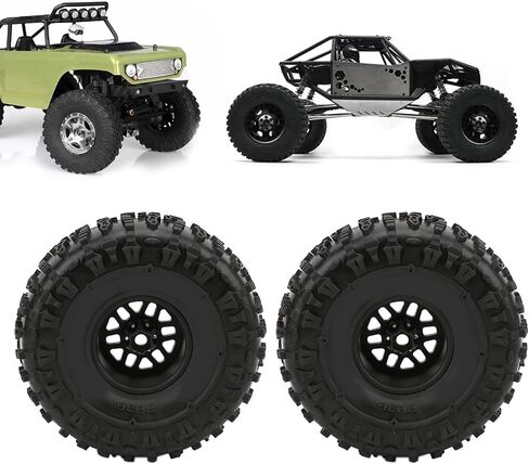 2PCS RC Crawler Rubber Tires with Metal Rim Replacement forCapra 1.9UTB AXI03004 RBX10 Ryft 90048 RR10 RC Crawler Upgrade Parts (Silver) in Saudi Arabia