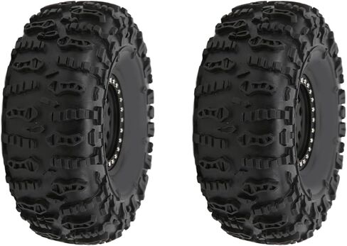 2PCS RC Crawler Rubber Tires with Metal Rim Replacement forCapra 1.9UTB AXI03004 RBX10 Ryft 90048 RR10 RC Crawler Upgrade Parts (Silver) in Saudi Arabia