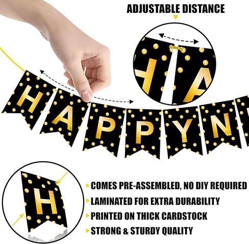 KatchOn, Happy New Year Banner - 10 Feet, Pre-Strung | Happy New Year Sign for Black and Gold New Years Decorations 2026 | NYE Banner, New Years Eve Party Supplies 2026 | NYE Decorations 2026 in Saudi Arabia