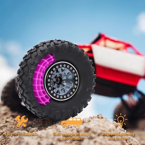 4pcs Silicone Insert Foam 1.9inch Wheel Tires Silicone Rubber Tire Waterproof Inserts Fit for RC Crawler (Blue) in Saudi Arabia
