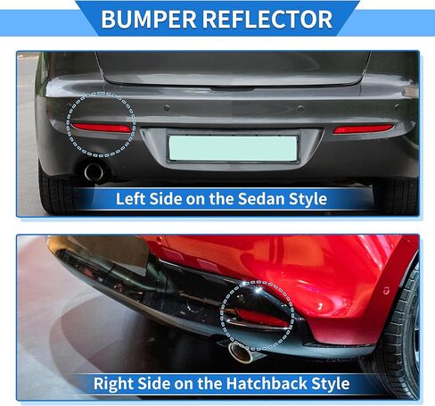 عاكس مصد السيارة متوافق مع MAZDA 3 BL 2010-2013، متين من بلاستيك ABS أحمر المصد الخلفي عاكس الجانب in Saudi Arabia