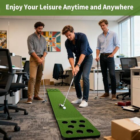 Wekin Golf Pong Game Set, Golf Putting Green Mat with 2 Putters, 2 Golf Balls,12 Hole Covers, Golf Training Mat for Indoor&Outdoor Party Game, Great Gifts for Men in Kuwait