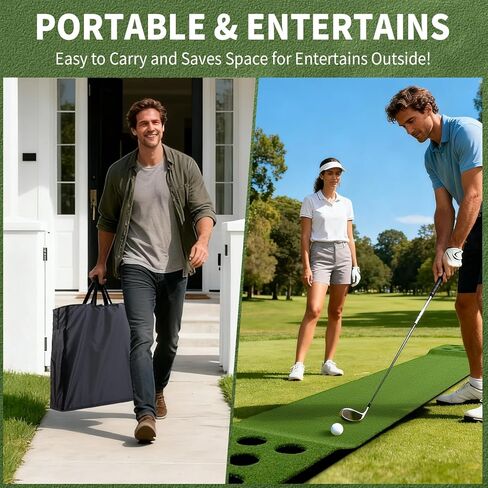 Wekin Golf Pong Game Set, Golf Putting Green Mat with 2 Putters, 2 Golf Balls,12 Hole Covers, Golf Training Mat for Indoor&Outdoor Party Game, Great Gifts for Men in Kuwait