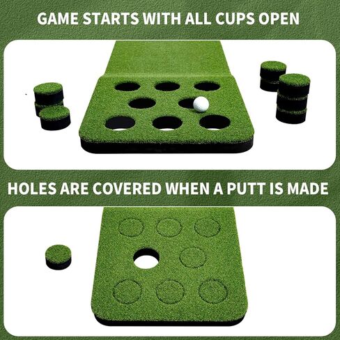 Wekin Golf Pong Game Set, Golf Putting Green Mat with 2 Putters, 2 Golf Balls,12 Hole Covers, Golf Training Mat for Indoor&Outdoor Party Game, Great Gifts for Men in Kuwait