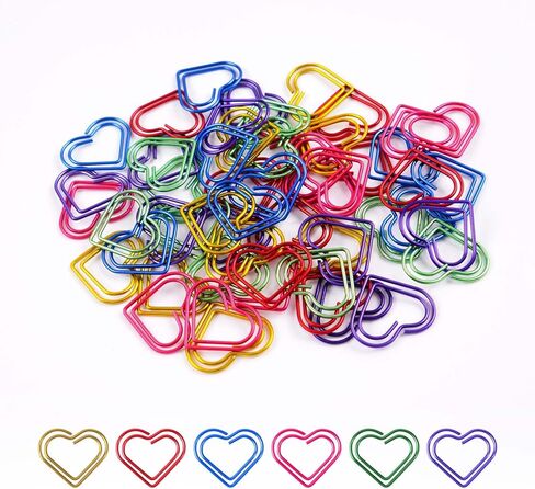 30 Pcs Heart Paper Clips Colorful Bookmarks Clips Cute Mini Papers Clamp for Document Note Decoration Organizing, Office and Personal Use (Colorful) in Saudi Arabia