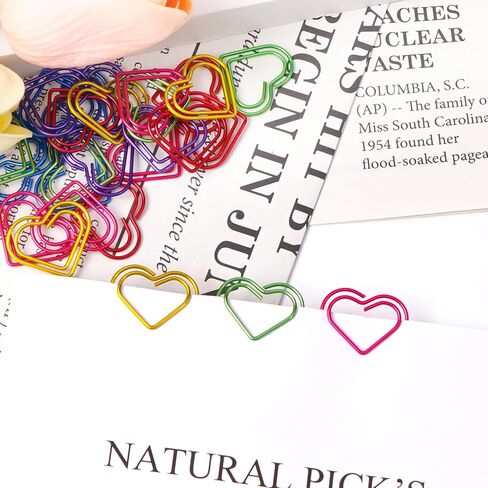 30 Pcs Heart Paper Clips Colorful Bookmarks Clips Cute Mini Papers Clamp for Document Note Decoration Organizing, Office and Personal Use (Colorful) in Saudi Arabia