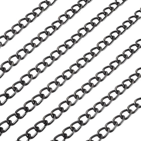 Sparkeads 16.4 Feet Metal Black Craft Chain Curb Link Chains Aluminium Curb Chain Roll Oxidation Cuban Link Chains Thick Twisted Links Spool for Bracelet Jewelry Making Necklace DIY Findings Supplies in Saudi Arabia