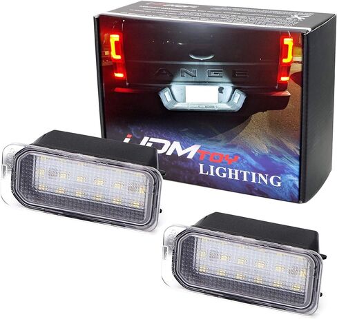iJDMTOY OEM-Fit Xenon White 3W Full LED License Plate Light Kit Compatible with Ford 2019-23 Ranger & 2012-23 International Versions, Powered by 18-SMD LED Diodes in Saudi Arabia