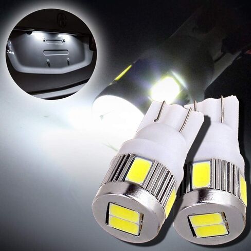 Cciyu 194 مصابيح LED ساطعة للغاية T10-6-5730-SMD ضوء مصباح لوحة ترخيص ضوء مصباح إسفين T10 168 2825 W5W حزمة بيضاء من 2 in Saudi Arabia