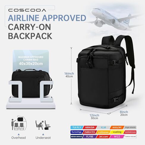 40x30x20cm Travel Bag, Expandable Carry on Backpack 30-35L, 40x30x25cm Personal Item Bag,15.6inch Laptop Backpack with Shoe Compartment and Wet Pockets,Mochila de Viaje in Saudi Arabia