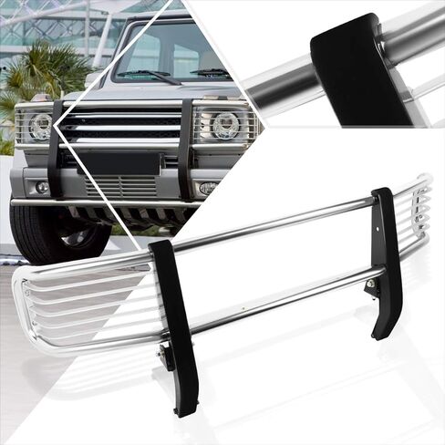 Compatible with Mercedes Benz G500 99-12 Front Bumper Brush Grille Guard Protector,Chrome in Saudi Arabia