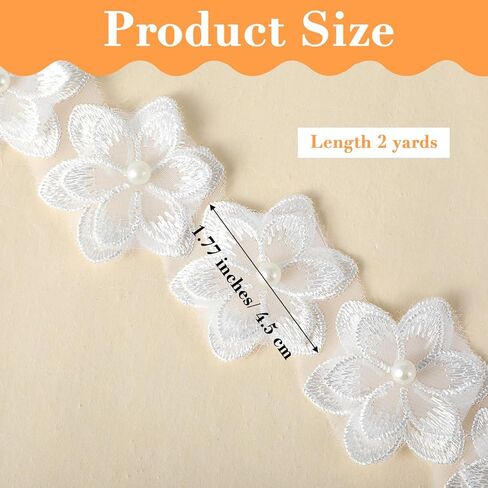 2 ياردة الدانتيل الأبيض اللؤلؤ الشريط الأبيض زهرة الدانتيل اللؤلؤ تقليم المطرزة الخياطة زين 3D الزهور خياطة على بقع النسيج زين خليط DIY بها بنفسك الخياطة الحرف فستان الزفاف ديكور المنزل in Kuwait