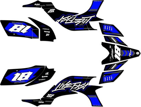 Graphics Kit for Yamaha YFZ450 CARBURATOR (2004-2008) REBEL Series Blue-shift 21 Mil - ATV UTV Custom Racing Graphics Stickers Decals Kit, no-plastics in Saudi Arabia