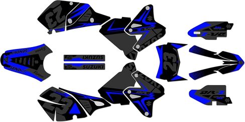 مجموعة رسومات لـ SUZUKI DRZ400 (2000-2024) EVADER Series Cyan 9 Mil - Easy Go - ملصقات الدراجات النارية للدراجة الترابية، ملصقات سيارات سباق الدراجات النارية ملحقات موتوكروس بدون بلاستيك in Saudi Arabia