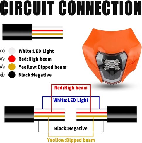 يصلح ل KTM دراجة نارية LED المصباح عالية منخفضة شعاع DRL 2008-2016 XC SX XCW EXC 125 250 300 450 500 إندورو موتوكروس الملحقات (أبيض) in Kuwait