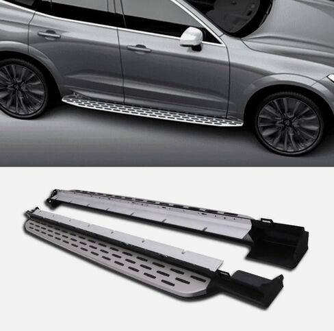 قطعتان من لوحات الجري لسيارة فولفو XC60 2018-2024 مجموعة كاملة من الخطوات الجانبية للسيارة Nerf Bar لوحة سوداء مطورة جديدة مع جزيئات مضادة للانزلاق باللونين الأسود والفضي (للمركبات المخصصة فقط) in Saudi Arabia