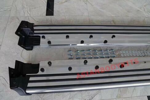 قطعتان من لوحات الجري لبنز G-Class W464 G63 G350 G500 2019-2025 مجموعة كاملة من الخطوات الجانبية للسيارة Nerf Bar لوحة سوداء مطورة جديدة مع جزيئات مضادة للانزلاق باللونين الأبيض والأسود (للمركبات المخصصة فقط) in Saudi Arabia