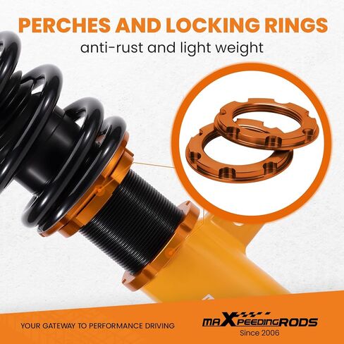 maxpeedingrods Coilovers لسيارات BMW 1-Series E82 E88 2008-2013، طقم تعليق كويلوفيرز قابل للتعديل بـ 24 مستوى، طقم خفض دعامات امتصاص الصدمات قابل للتعديل، ذهبي in Saudi Arabia