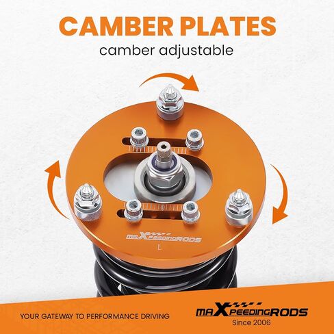 maxpeedingrods Coilovers لسيارات BMW 1-Series E82 E88 2008-2013، طقم تعليق كويلوفيرز قابل للتعديل بـ 24 مستوى، طقم خفض دعامات امتصاص الصدمات قابل للتعديل، ذهبي in Saudi Arabia