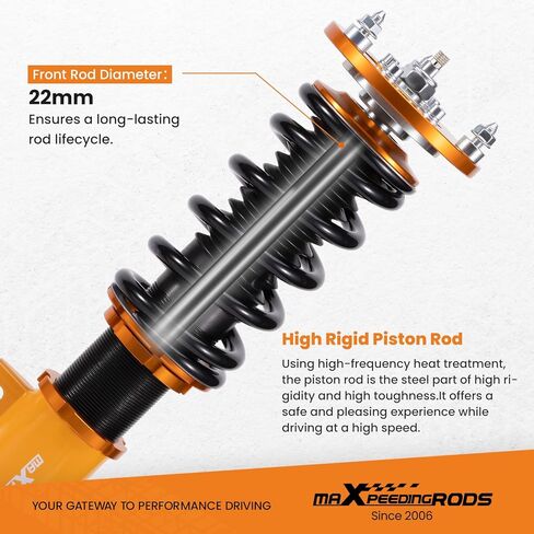 maxpeedingrods Coilovers لسيارات BMW 1-Series E82 E88 2008-2013، طقم تعليق كويلوفيرز قابل للتعديل بـ 24 مستوى، طقم خفض دعامات امتصاص الصدمات قابل للتعديل، ذهبي in Saudi Arabia