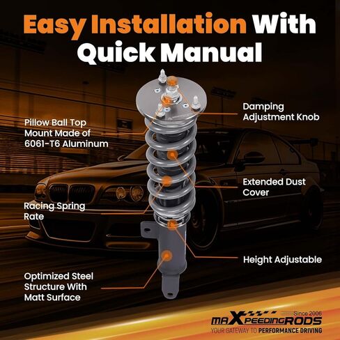 maXpeedingrods Coilover for Dodge Charger RWD 2011-2022, for Chrysler 300 RWD 2011-2023, 24 Levels Damper Adjustable Coilovers Suspension Kit, Height Adjustable Lowering Kit, T7 Upgrade Racing Struts in Saudi Arabia