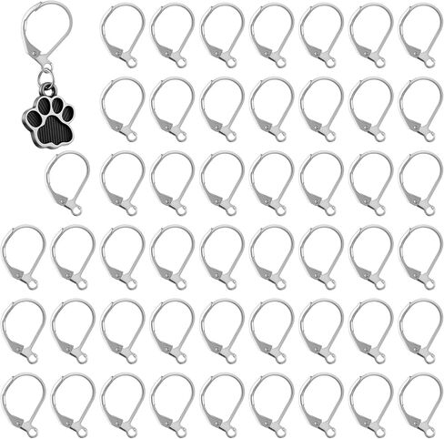 50Pcs Silver Leverback Earring Hooks for Jewelry Making, Ymapinc Copper Earring Wires & Clasps, DIY Earrings Supplies Kit for Adults, Perfect for Dangle Earrings in Saudi Arabia