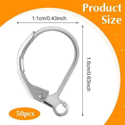 50Pcs Silver Leverback Earring Hooks for Jewelry Making, Ymapinc Copper Earring Wires & Clasps, DIY Earrings Supplies Kit for Adults, Perfect for Dangle Earrings in Saudi Arabia