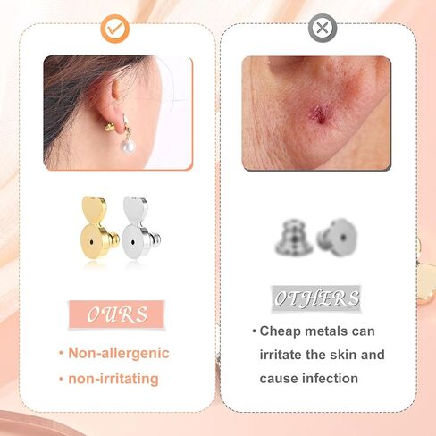 4pcs Earring Lifters Backs, Heart Shaped Earrings Support Backs Practical Flat Earring Backers for Droopy Ears Locking Earring Backings for Large Stud Earrings Heavy Earrings in Saudi Arabia