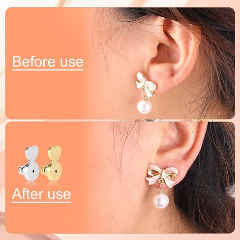 4pcs Earring Lifters Backs, Heart Shaped Earrings Support Backs Practical Flat Earring Backers for Droopy Ears Locking Earring Backings for Large Stud Earrings Heavy Earrings in Saudi Arabia