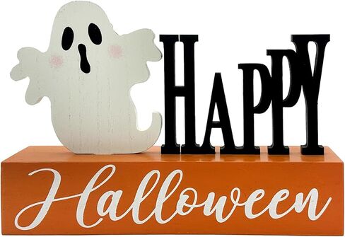 Halloween Decorations Indoor Boo Ghost Pumpkin Wooden Block Trick of Treat Sign Rustic Farmhouse Home Table Top Decor for Fireplace Tier Tray Mantle Haunted House Shelf in Saudi Arabia