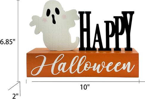 Halloween Decorations Indoor Boo Ghost Pumpkin Wooden Block Trick of Treat Sign Rustic Farmhouse Home Table Top Decor for Fireplace Tier Tray Mantle Haunted House Shelf in Saudi Arabia