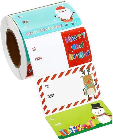 500Pcs Cute Christmas Theme Cartoon Label Stickers Christmas Day Decorative Gift Series Adhesive Stickers Label Diameter 3.8 X 5 cm in Saudi Arabia