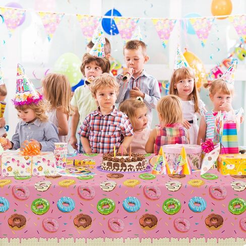 4 عبوات من مفارش المائدة لحفلات الدونات، زينة للحفلات ذات طابع دونات باللون الأزرق، مفرش طاولة على شكل آيس كريم، أغطية طاولات على شكل دونات لاستحمام الطفل، شاي بعد الظهر، مستلزمات أعياد الميلاد مقاس 51 × 86 بوصة in Kuwait