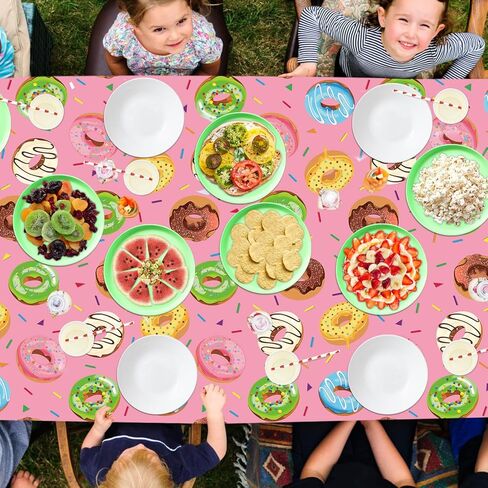 4 عبوات من مفارش المائدة لحفلات الدونات، زينة للحفلات ذات طابع دونات باللون الأزرق، مفرش طاولة على شكل آيس كريم، أغطية طاولات على شكل دونات لاستحمام الطفل، شاي بعد الظهر، مستلزمات أعياد الميلاد مقاس 51 × 86 بوصة in Kuwait