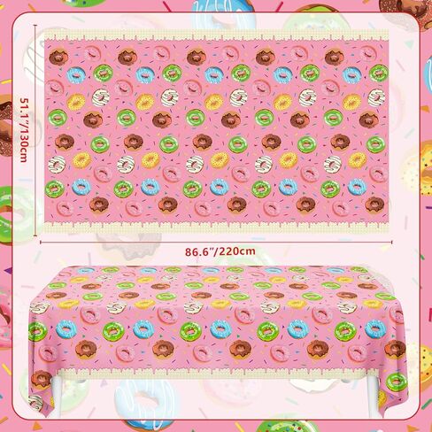 4 عبوات من مفارش المائدة لحفلات الدونات، زينة للحفلات ذات طابع دونات باللون الأزرق، مفرش طاولة على شكل آيس كريم، أغطية طاولات على شكل دونات لاستحمام الطفل، شاي بعد الظهر، مستلزمات أعياد الميلاد مقاس 51 × 86 بوصة in Kuwait