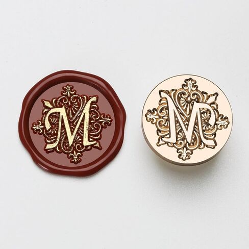 Letter M Wax Seal Stamp Copper 25mm Vintage Detachable Sealing Stamp Brass and A Wood Handle Pattern Stamp Head Letter Invitation Card Wedding Gift Package Holidays in Saudi Arabia