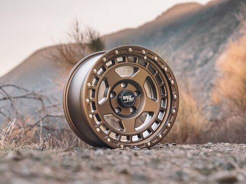 RockTrix RT115 17 inch Wheel Compatible with Jeep Wrangler JK JL 17x9 5x5 Wheels (-12mm Offset, 4.5in Backspace) 5x5 PCD, 71.5mm Bore, Bronze Wheels, Also fits Gladiator JT Rims in Saudi Arabia