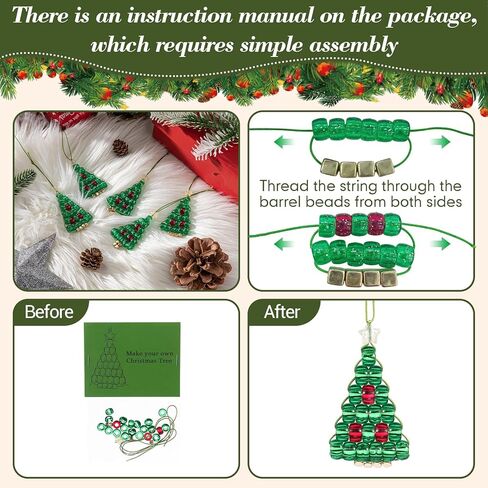 6 Sets DIY Christmas Crafts for Adults Families Beaded Ornament Kit for Christmas Tree Makes Holiday Decorations Xmas Party Favor Supplies Gifts in Saudi Arabia