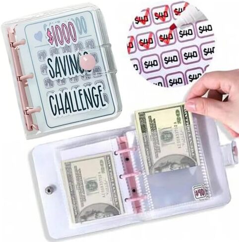 Mini Money Saving Binder, Save $1000 Envelopes Money Saving Challenge Book, Portable in Saudi Arabia