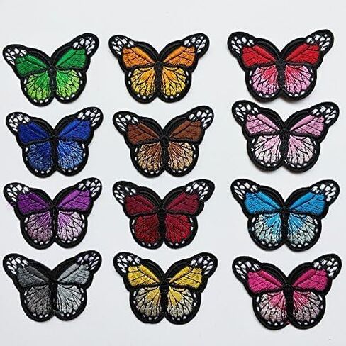 24pcs /12pairs Butterfly Assorted Iron-on or Sew-on Embroidered Patch Motif Applique Patches in Saudi Arabia