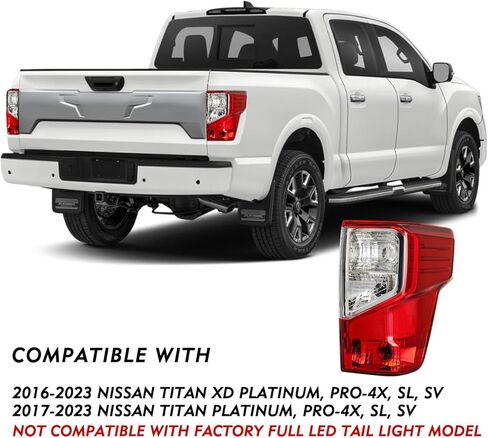 مجموعة مصابيح الذيل متوافقة مع 2017-2023 Nissan Titan/2016-2023 Titan XD المصابيح الخلفية للمصابيح الخلفية للفرامل متضمنة الجانب الأيمن للركاب in Saudi Arabia