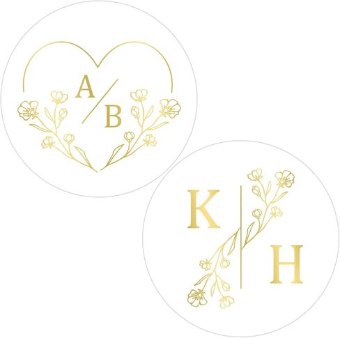 Custom Gold Wedding Stickers Gold Monograms - Personalized Wedding Transparent Waterproof Labels for Envelope Seals, Cups, Cookies, Gifts in Saudi Arabia