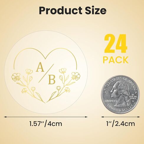 Custom Gold Wedding Stickers Gold Monograms - Personalized Wedding Transparent Waterproof Labels for Envelope Seals, Cups, Cookies, Gifts in Saudi Arabia