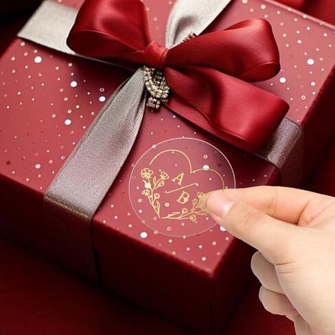 Custom Gold Wedding Stickers Gold Monograms - Personalized Wedding Transparent Waterproof Labels for Envelope Seals, Cups, Cookies, Gifts in Saudi Arabia