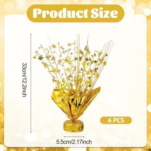6 Pcs Metallic Foil Spray Centerpiece Star Table Decoration Gold Centerpieces Decors with Star Burst Table Centerpieces for Birthday Wedding Holiday Anniversary Graduation Home Party in Saudi Arabia