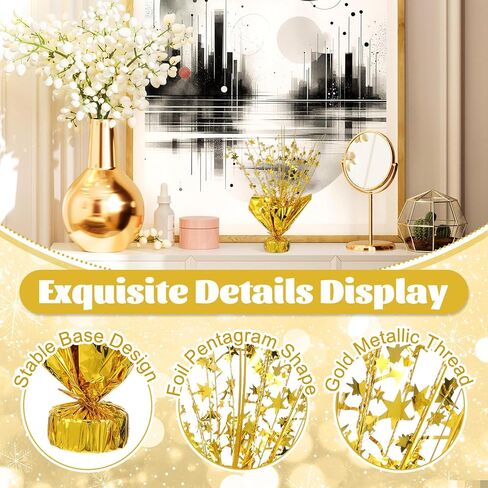 6 Pcs Metallic Foil Spray Centerpiece Star Table Decoration Gold Centerpieces Decors with Star Burst Table Centerpieces for Birthday Wedding Holiday Anniversary Graduation Home Party in Saudi Arabia